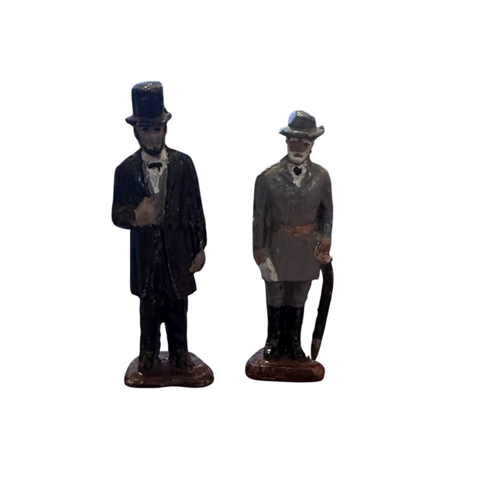 Vtg Rare Abe Lincoln and Robert E. Lee Lead Figures 1950s, 2.5" Tall, Origi